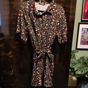 Disturbia Mushroom Print Mini Shirt Dress